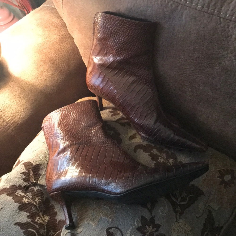 Stuart Weitzman Reptile Leather Ankle Boots